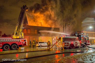 Chicago firefighters battle a 2-11 alarm fire at 126 E 47th Street 11/17/15 Larry Shapiro photographer shapirophotography.net